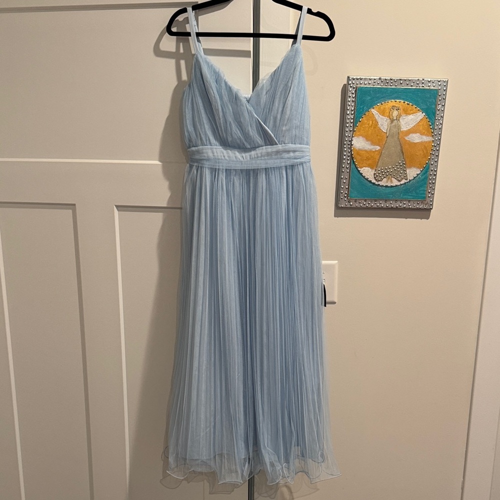 Lulu's Light Blue Mesh Overlay Dress
